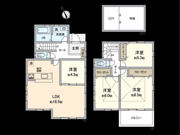 港南区港南台6丁目 新築1号棟 間取図(平面図)