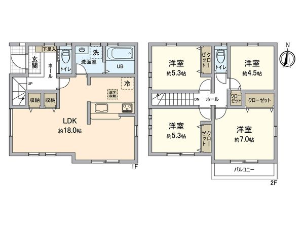 栄区長倉町 新築戸建 1号棟 間取図(平面図)