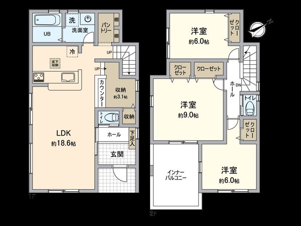 磯子区洋光台6丁目 新築戸建 2号棟 間取図(平面図)