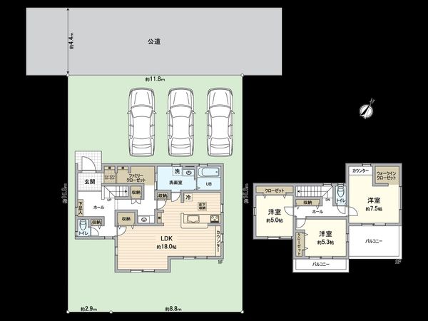 港南区港南台8丁目 新築戸建 間取図(平面図)