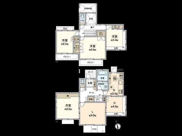 横浜市港南区日野9丁目 戸建 間取図(平面図) 横浜市港南区日野9丁目 戸建 間取図(平面図)