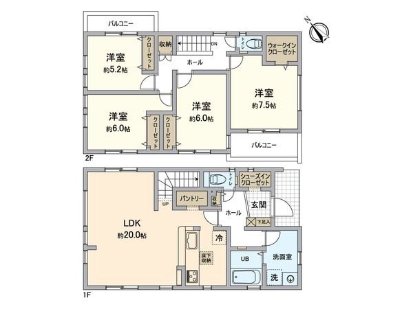 栄区東上郷町 新築戸建 1号棟 間取図(平面図) 栄区東上郷町 新築戸建 1号棟 間取図(平面図)