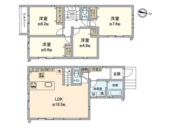 磯子区栗木1丁目 新築1号棟 間取図(平面図) 磯子区栗木1丁目 新築1号棟 間取図(平面図)