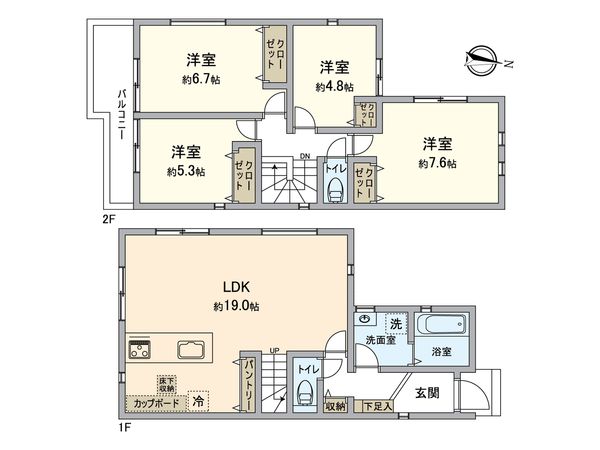 磯子区栗木1丁目 新築2号棟 間取図(平面図) 磯子区栗木1丁目 新築2号棟 間取図(平面図)