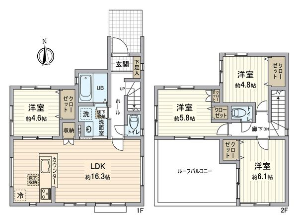 磯子区洋光台1丁目 新築戸建 1号棟 間取図(平面図)