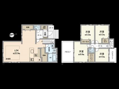 港南区港南台9丁目 新築戸建 間取図(平面図)