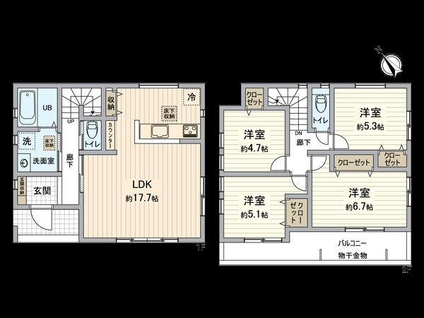 磯子区洋光台1丁目 新築1号棟 間取図(平面図) 磯子区洋光台1丁目 新築1号棟 間取図(平面図)
