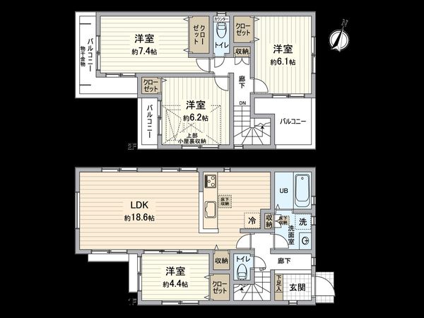 磯子区洋光台6丁目 新築戸建 3号棟 間取図(平面図) 磯子区洋光台6丁目 新築戸建 3号棟 間取図(平面図)