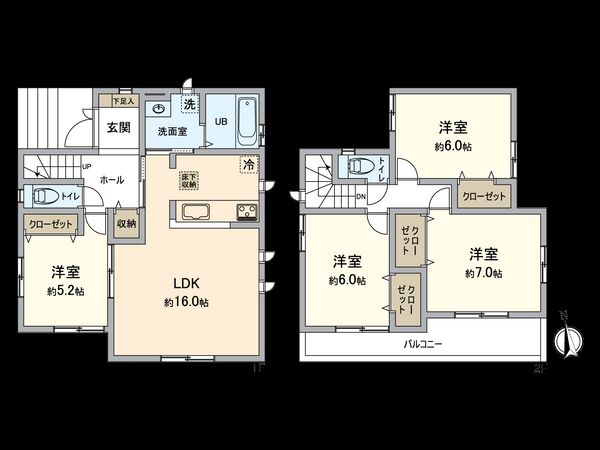 栄区上郷町 新築戸建 E号棟 間取図(平面図) 栄区上郷町 新築戸建 E号棟 間取図(平面図)