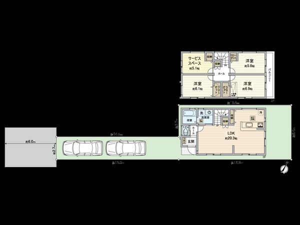磯子区洋光台3丁目 新築戸建 3号棟 間取図(平面図) 磯子区洋光台3丁目 新築戸建 3号棟 間取図(平面図)