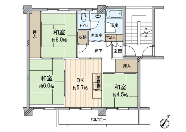 洋光台南団地 第2団地6-15号棟 間取図(平面図)