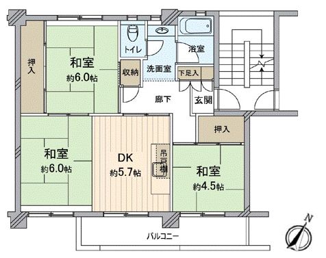 洋光台南団地 第2団地6-15号棟 間取図(平面図) 洋光台南団地 第2団地6-15号棟 間取図(平面図)