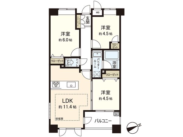 リブゼ横浜プリズムコート 間取図(平面図) リブゼ横浜プリズムコート 間取図(平面図)