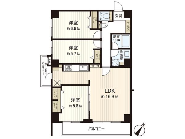 コンドミニアム港南台 間取図(平面図) コンドミニアム港南台 間取図(平面図)