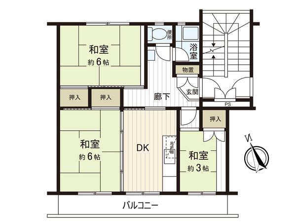 港南台めじろ団地 39号棟 間取図(平面図)