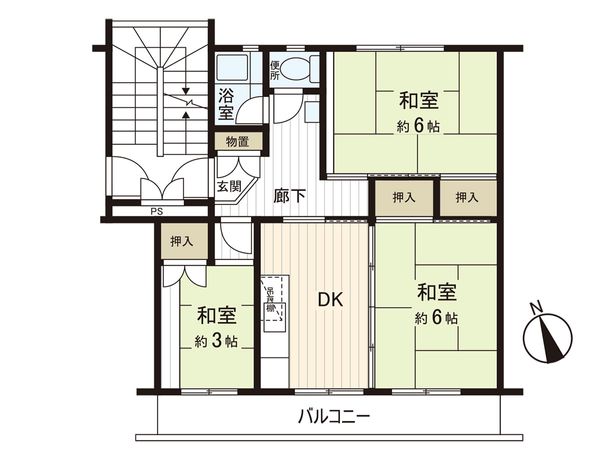 港南台めじろ団地 39号棟 間取図(平面図)