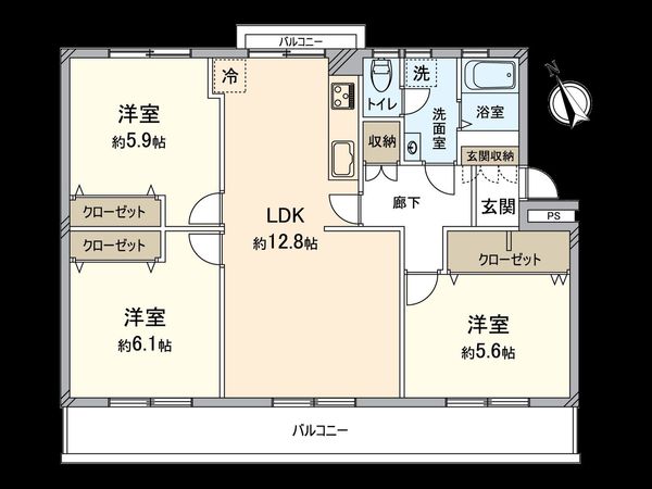 港南台つぐみ 13号棟 間取図(平面図) 港南台つぐみ 13号棟 間取図(平面図)