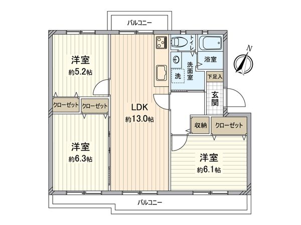 港南台つぐみ 12号棟 間取図(平面図)