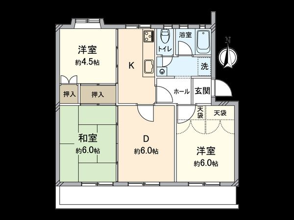 上郷西ヶ谷団地 3号棟 間取図(平面図) 間取図(平面図)