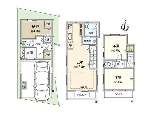 鶴見区東寺尾東台(新築戸建)1号棟 間取図(平面図) 鶴見区東寺尾東台(新築戸建)1号棟 間取図(平面図)