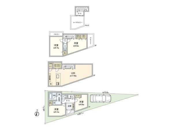 鶴見区小野町(新築戸建) 間取図(平面図) 鶴見区小野町(新築戸建) 間取図(平面図)
