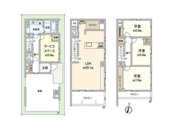 川崎区京町2丁目(新築戸建)2号棟 間取図(平面図) 川崎区京町2丁目(新築戸建)2号棟 間取図(平面図)