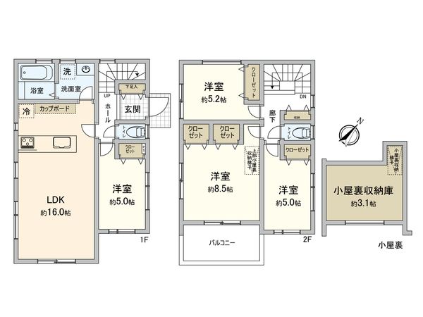 鶴見区北寺尾1丁目(新築戸建)A棟 間取図(平面図) 鶴見区北寺尾1丁目(新築戸建)A棟 間取図(平面図)