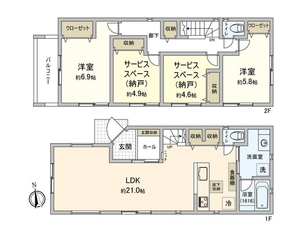 鶴見区北寺尾6丁目(新築戸建) 間取図(平面図) 鶴見区北寺尾6丁目(新築戸建) 間取図(平面図)