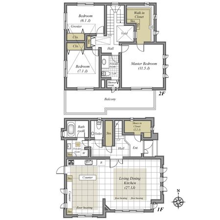 港北区富士塚2丁目(戸建) 間取図(平面図) 港北区富士塚2丁目(戸建) 間取図(平面図)