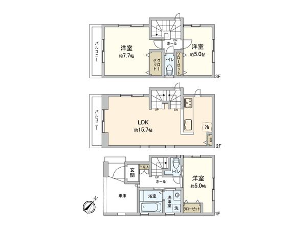 鶴見区生麦4丁目(新築戸建)A号棟 間取図(平面図) 鶴見区生麦4丁目(新築戸建)A号棟 間取図(平面図)