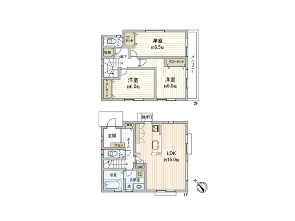 鶴見区北寺尾3丁目(新築戸建) 間取図(平面図) 鶴見区北寺尾3丁目(新築戸建) 間取図(平面図)