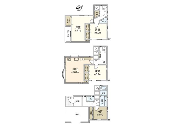 鶴見区生麦4丁目(戸建) 間取図(平面図) 鶴見区生麦4丁目(戸建) 間取図(平面図)