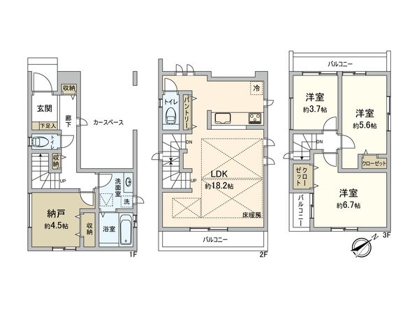 鶴見区北寺尾2丁目(新築戸建)2号棟 間取図(平面図) 鶴見区北寺尾2丁目(新築戸建)2号棟 間取図(平面図)