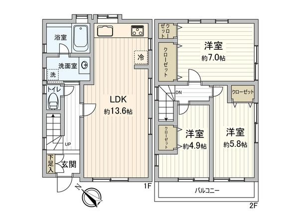 鶴見区東寺尾2丁目(戸建) 間取図(平面図) 鶴見区東寺尾2丁目(戸建) 間取図(平面図)