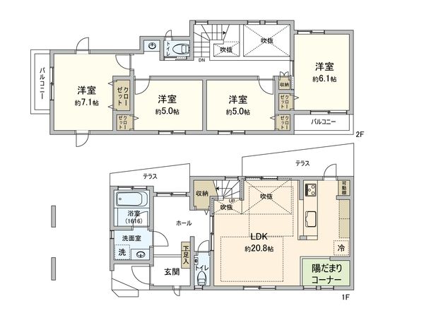 鶴見区上末吉4丁目(新築戸建)A号棟 間取図(平面図) 鶴見区上末吉4丁目(新築戸建)A号棟 間取図(平面図)