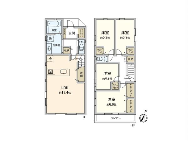 鶴見区北寺尾1丁目(新築戸建)2号棟 間取図(平面図) 鶴見区北寺尾1丁目(新築戸建)2号棟 間取図(平面図)