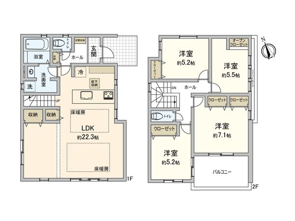 鶴見区馬場6丁目(新築戸建)1号棟 間取図(平面図) 鶴見区馬場6丁目(新築戸建)1号棟 間取図(平面図)
