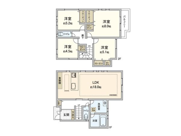 鶴見区北寺尾6丁目(新築戸建)10号棟 間取図(平面図) 鶴見区北寺尾6丁目(新築戸建)10号棟 間取図(平面図)