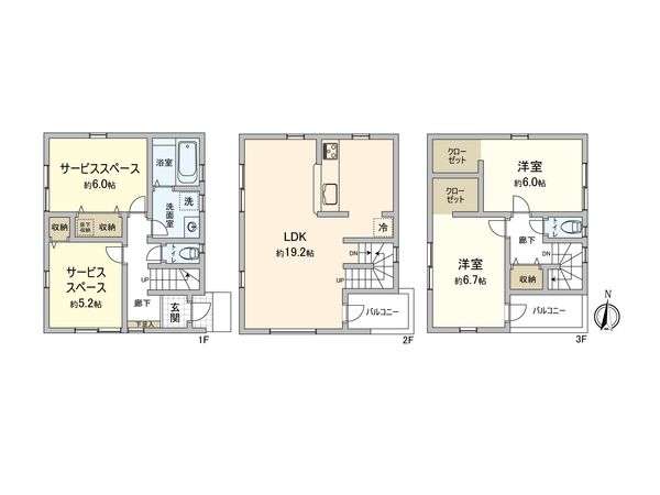 鶴見区朝日町2丁目(新築戸建)2号棟 間取図(平面図) 鶴見区朝日町2丁目(新築戸建)2号棟 間取図(平面図)