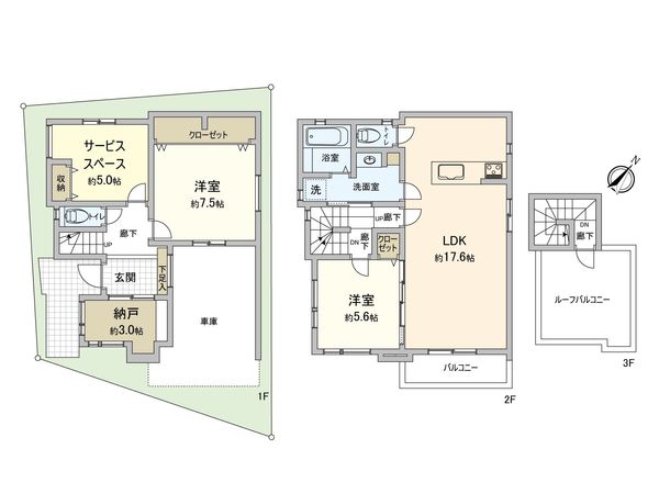 鶴見区東寺尾2丁目(新築戸建)2号棟 間取図(平面図) 鶴見区東寺尾2丁目(新築戸建)2号棟 間取図(平面図)