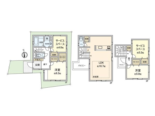 鶴見区東寺尾中台(新築戸建)2号棟 間取図(平面図) 鶴見区東寺尾中台(新築戸建)2号棟 間取図(平面図)