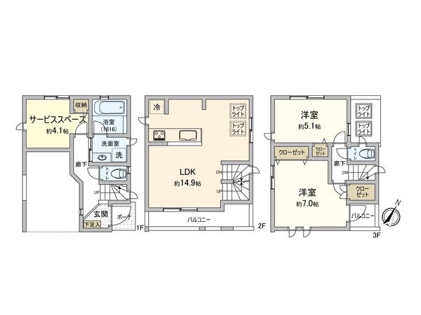 鶴見区佃野町(戸建) 間取図(平面図) 鶴見区佃野町(戸建) 間取図(平面図)