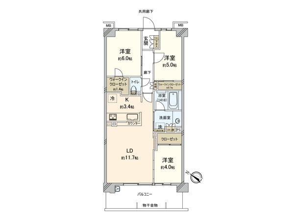 プライム横浜岸谷 間取図(平面図)