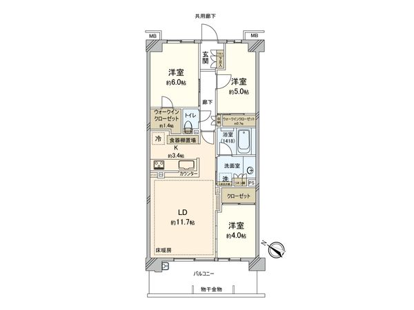プライム横浜岸谷 間取図(平面図)