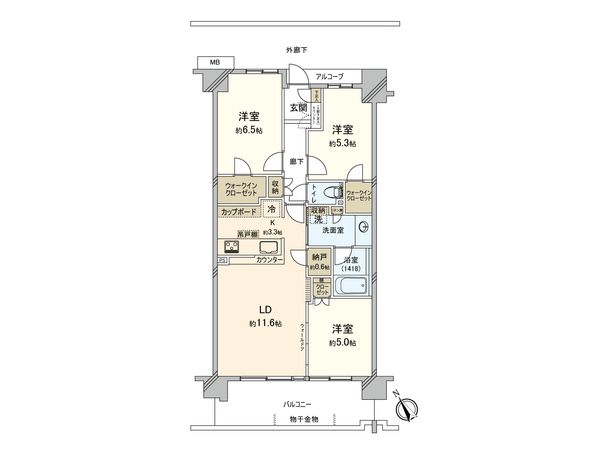 オーベルグランディオ横浜鶴見ブリーズテラス 間取図(平面図)
