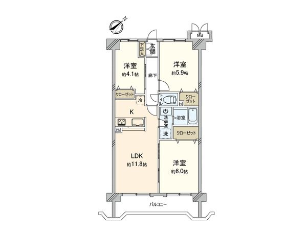 朝日シティパリオ鶴見岸谷 間取図(平面図) 間取図(平面図)