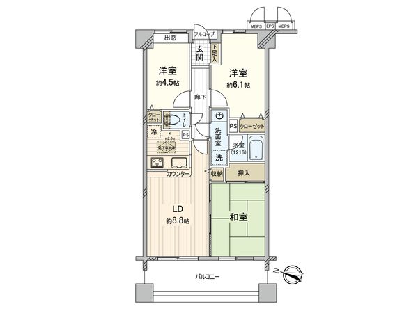 ライオンズマンション京町 間取図(平面図) ライオンズマンション京町 間取図(平面図)