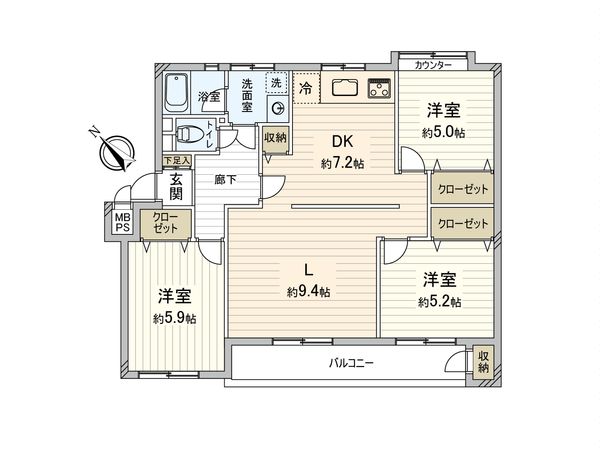 三ッ池ハイツ B棟 間取図(平面図) 間取図(平面図)