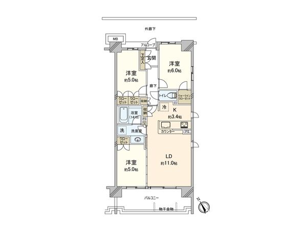 オーベルグランディオ横浜鶴見アリーナテラス 間取図(平面図)