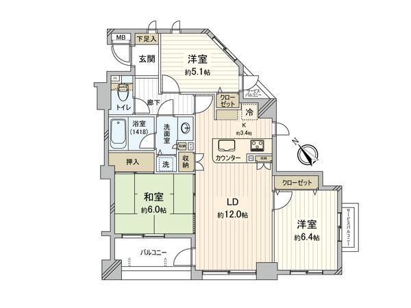 リブゼ横浜クレインコート 間取図(平面図) リブゼ横浜クレインコート 間取図(平面図)